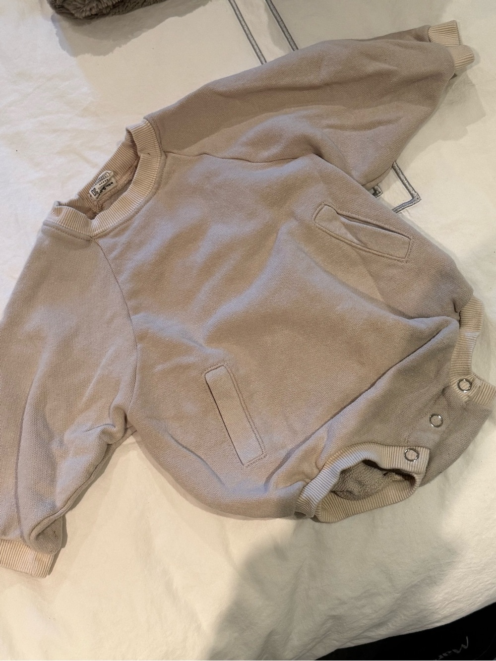 Neutral Beige Baby One-Piece Romper